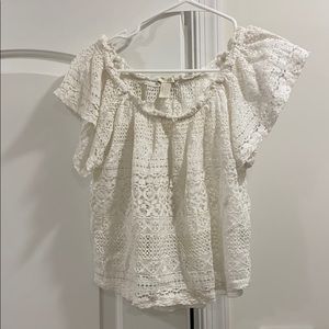 Forever 21 Lace White Off the Shoulder Crop Top